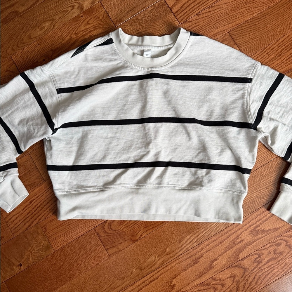 lululemon athletica Cream & Black Striped Crewneck